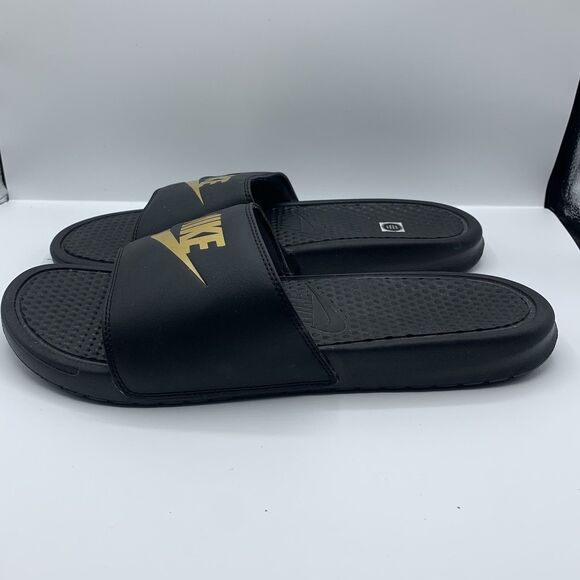 NIKE Benassi JDI Slides Sandals Black Off Court Shoes Slip On Flat Size 14 - Picture 2 of 8
